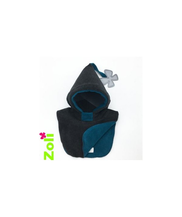 Capuchon Zoli Polaire Taille Bebe Anthracite Bleu Petrole